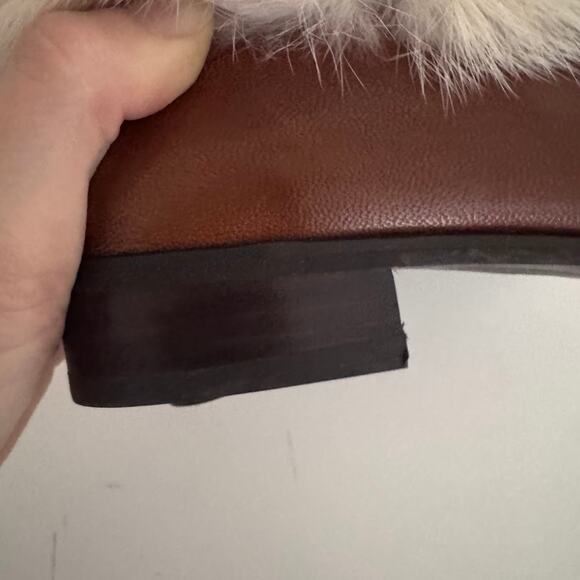 Stuart Weitzman Brown Leather Fur Cuff Lined Buckle Boots 7.5 - Picture 8 of 12